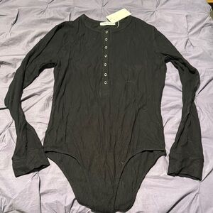 Chic Black Button-Up Bodysuit